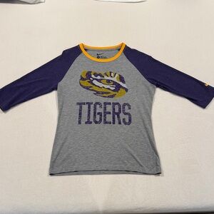 Nike Gray and Purple Tigers Raglan Shirt